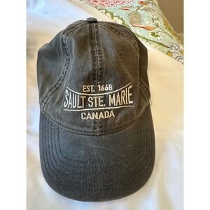 Tall Ships Trading Co Sault Ste Marie Canada Hat Distressed Charcoal Grey Cap